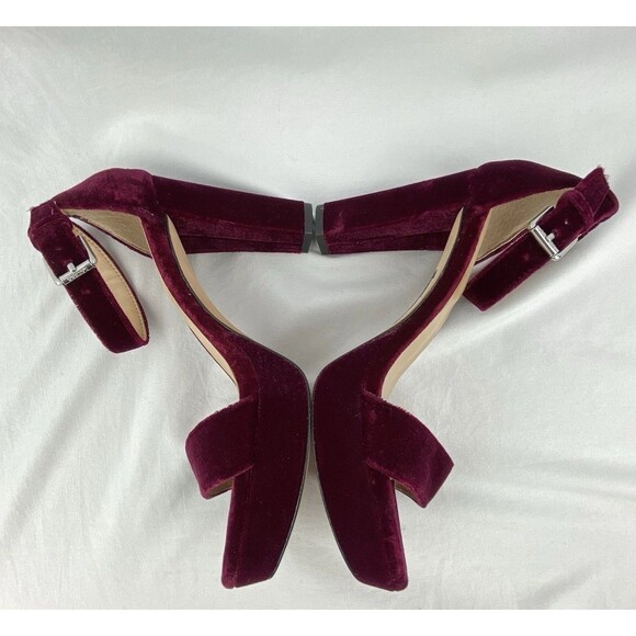 Lauren Ralph Dress Sandal Womens 6B Sylvia Velvet Purple Plum Heel Ankle Strap - Picture 9 of 13
